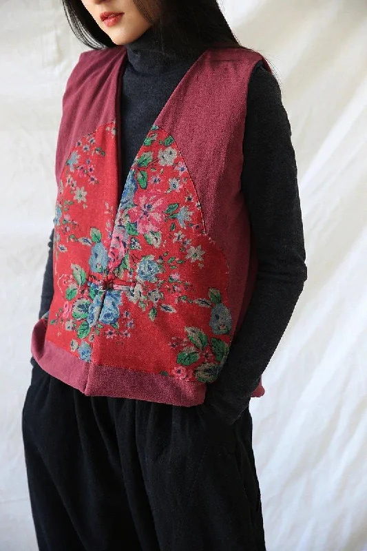 Checkered women's wool coats in a classic pattern for a timeless styleWomen Vintage Linen Vests Coats Chinese Style Sleeveless V-Neck Patchwork Checkered women's wool coats in a classic pattern for a timeless styleWomen Vintage Linen Vests Coats Chinese Style Sleeveless V-Neck Patchwork