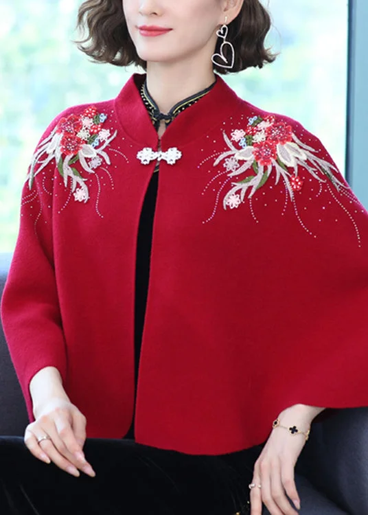 Hooded women's puffer coats in neon colors for high - visibility sportsWomen Wine Red Stand Collar Embroideried Patchwork Woolen Coats Fall Hooded women's puffer coats in neon colors for high - visibility sportsWomen Wine Red Stand Collar Embroideried Patchwork Woolen Coats Fall
