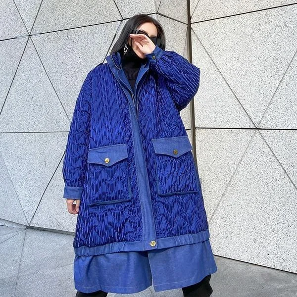 Shearling - lined women's leather coats for ultimate warmth and luxuryWomen Winter The New Contrast Color Loose Pockets Street Trendy Stand Collar Parka Coat Shearling - lined women's leather coats for ultimate warmth and luxuryWomen Winter The New Contrast Color Loose Pockets Street Trendy Stand Collar Parka Coat
