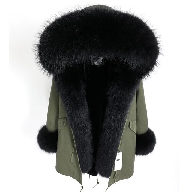 Women's longline double - breasted camel coats for a sophisticated lookWomen's Black Natural Fox Fur Collar Solid Color Coat Jacket for Winter Women's longline double - breasted camel coats for a sophisticated lookWomen's Black Natural Fox Fur Collar Solid Color Coat Jacket for Winter