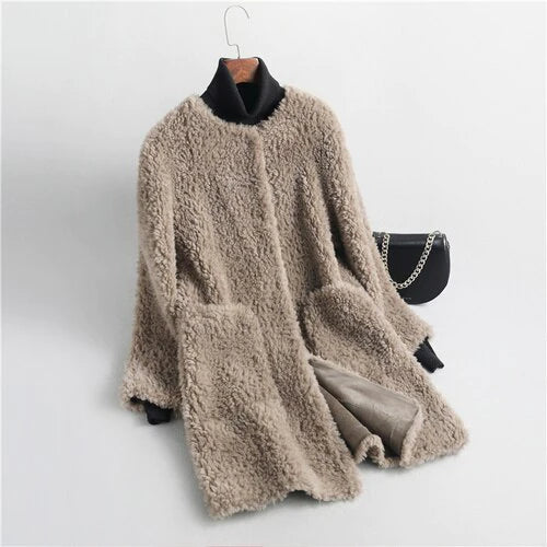 Shearling - lined women's leather coats for ultimate warmth and luxuryWomen's Casual 100% Real Sheep Fur Wide Waist Shearling Coat Jacket Shearling - lined women's leather coats for ultimate warmth and luxuryWomen's Casual 100% Real Sheep Fur Wide Waist Shearling Coat Jacket