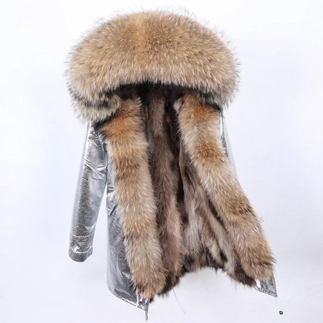 Oversized women's wool coats in a monochromatic look for a trendy outfitWomen's High Street Style Natural Raccoon Fur Collar Thick Warm Winter Jacket Oversized women's wool coats in a monochromatic look for a trendy outfitWomen's High Street Style Natural Raccoon Fur Collar Thick Warm Winter Jacket