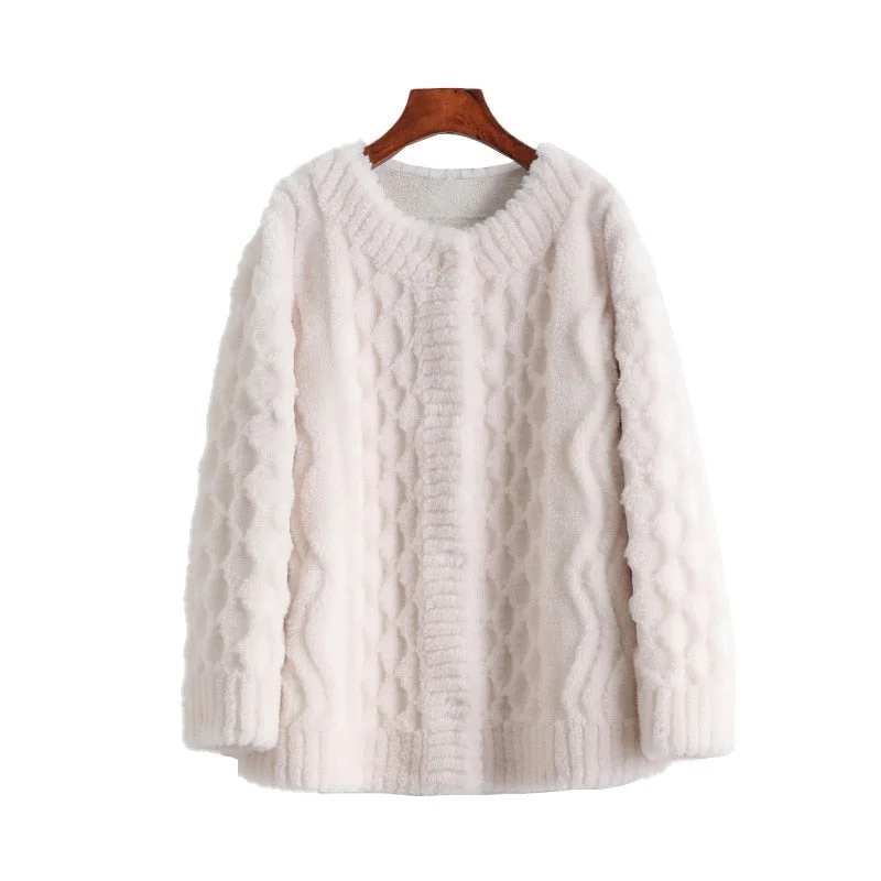 Quilted down women's coats with removable hoods for outdoor activitiesWomen's Korean Fashion Short Wool Fur Winter Solid Color Jacket