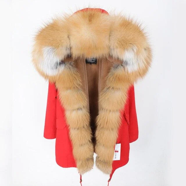 Women's waterproof parka coats with multiple pockets for practicalityWomen's Large Fox Fur Leather Hooded Long Detachable Zip Coats & Jackets