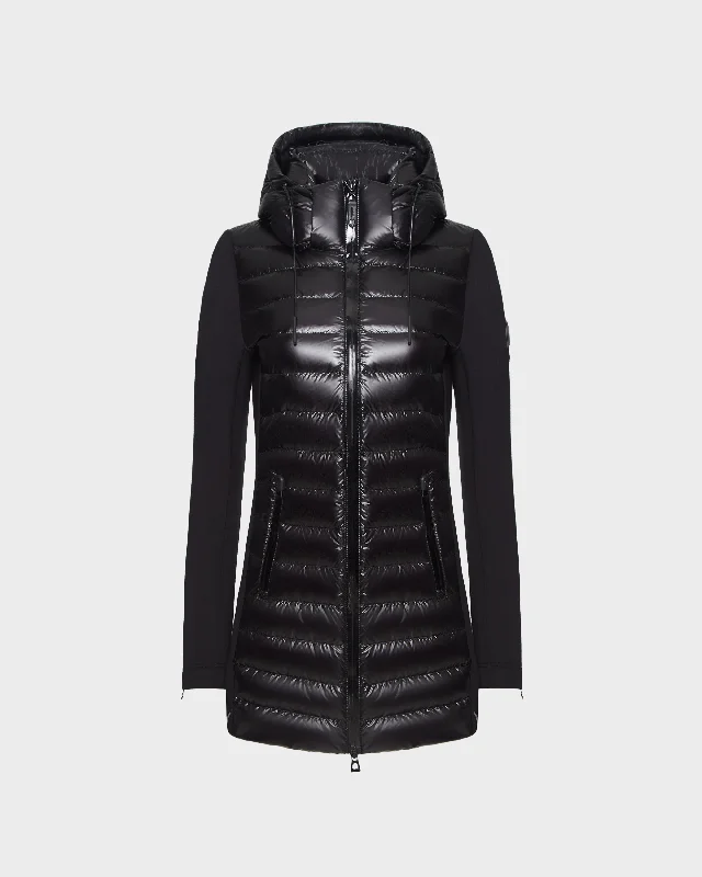 Long women's mac coats in a lightweight fabric for spring showersMERINA - 8121006 BLACK Long women's mac coats in a lightweight fabric for spring showersMERINA - 8121006 BLACK
