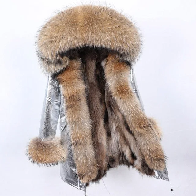 Petite women's wool blend coats with a tailored fit for a flattering silhouetteWomen's Long Jacket with Contrast Raccoon Fur in Collar Hood and Sleeves Petite women's wool blend coats with a tailored fit for a flattering silhouetteWomen's Long Jacket with Contrast Raccoon Fur in Collar Hood and Sleeves