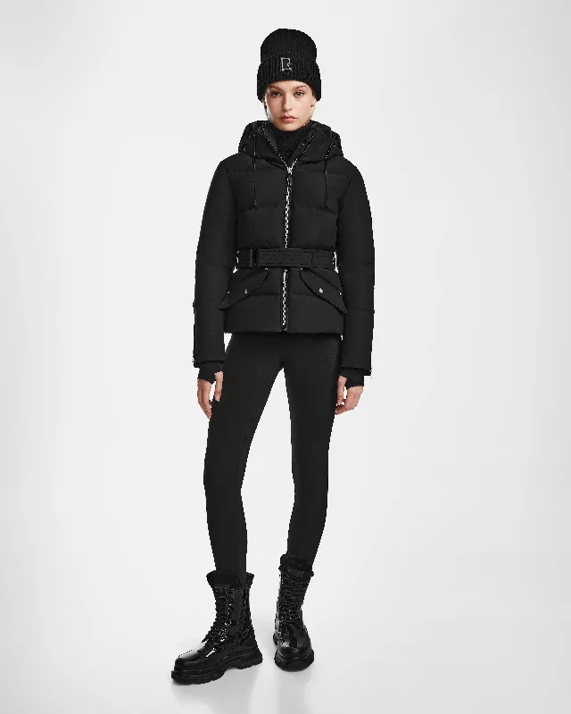 Hooded women's puffer coats in neon colors for high - visibility sportsCAIRA - 8122501 BLACK