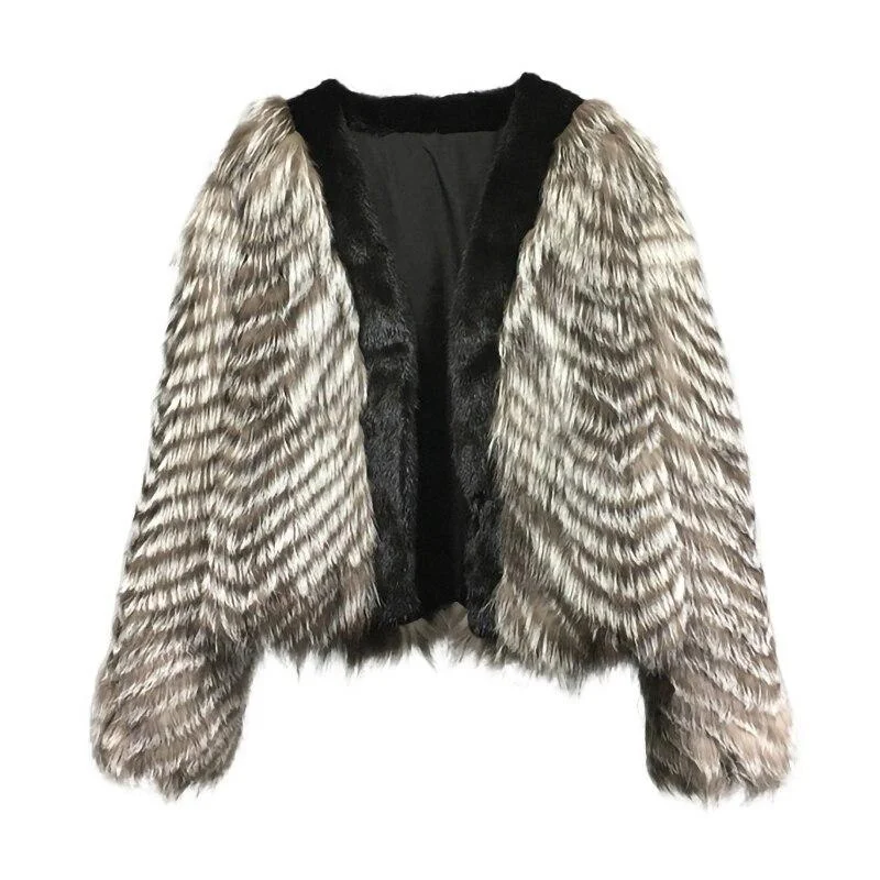 Women's long - sleeve wool coats in a houndstooth pattern for a classic charmWomen's Real Fox Fur Knitted Fashion Mink Coat Jacket Winter Outwear