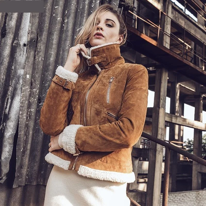 Plus size women's wool blend coats for a warm and stylish winterWomen's Retro Style Faux Fur Shearling Autumn Winter Leather Jacket Plus size women's wool blend coats for a warm and stylish winterWomen's Retro Style Faux Fur Shearling Autumn Winter Leather Jacket