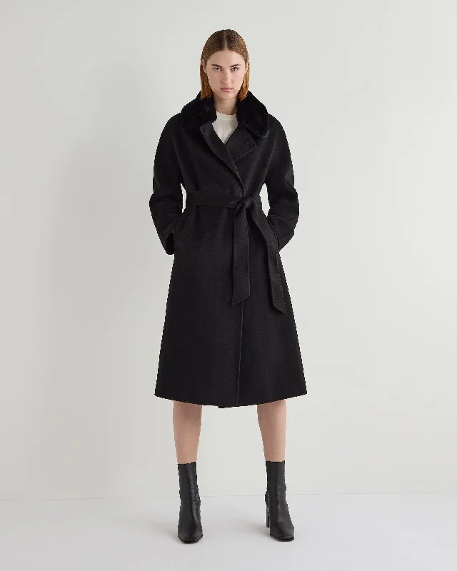 Water - resistant women's trench coats with adjustable cuffs for rainy daysWomen's Estella Robe Coat Black Water - resistant women's trench coats with adjustable cuffs for rainy daysWomen's Estella Robe Coat Black