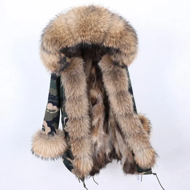 Women's faux fur coats in bright colors for a bold fashion statementWomen's Slim Fit Hooded Winter Jacket with Natural Raccoon Fur Collar Women's faux fur coats in bright colors for a bold fashion statementWomen's Slim Fit Hooded Winter Jacket with Natural Raccoon Fur Collar
