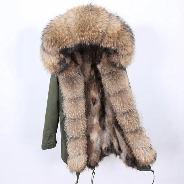 Women's waterproof parka coats with multiple pockets for practicalityWomen's Stylish Hooded Winter Jacket with Natural Raccoon Fur Collar