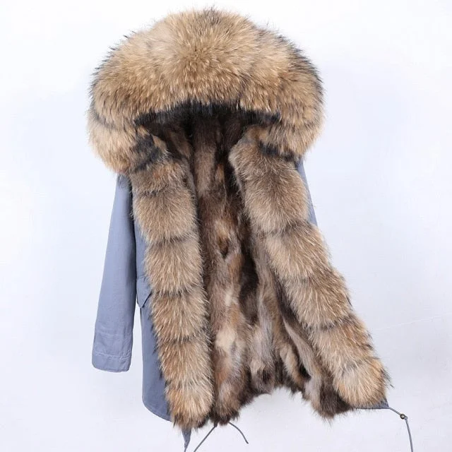 Women's longline double - breasted camel coats for a sophisticated lookWomen's Stylish Thick Warm Jacket with Natural Raccoon Fur Collar for Winter Women's longline double - breasted camel coats for a sophisticated lookWomen's Stylish Thick Warm Jacket with Natural Raccoon Fur Collar for Winter