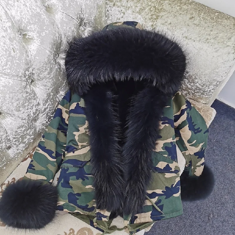 Women's knee - length wool blend coats with a fur collar for added warmthWomen's Thick Warm Long Sleeved Winter Jacket with Synthetic Fur Lining