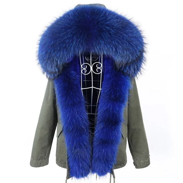 Hooded women's puffer coats in neon colors for high - visibility sportsWomen's Warm Winter Fashion Natural Raccoon Fur Collared Thick Jacket Hooded women's puffer coats in neon colors for high - visibility sportsWomen's Warm Winter Fashion Natural Raccoon Fur Collared Thick Jacket