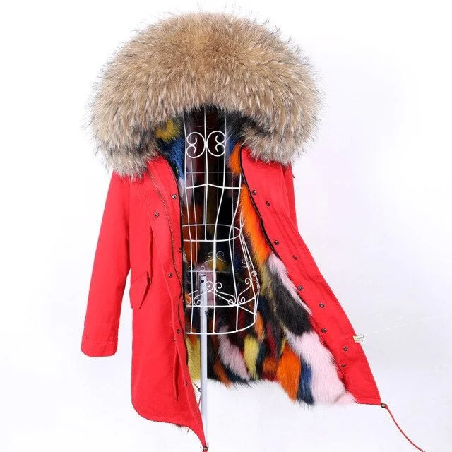 Women's knee - length wool blend coats with a fur collar for added warmthWomen's Winter Fashion Fox Fur Collared Coat Jacket with Removable Fur Lining