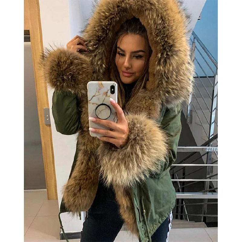 Women's long - sleeve wool coats in a houndstooth pattern for a classic charmWomen's Winter Fashion Thick Jacket with Long Sleeves and Synthetic Fur Lining