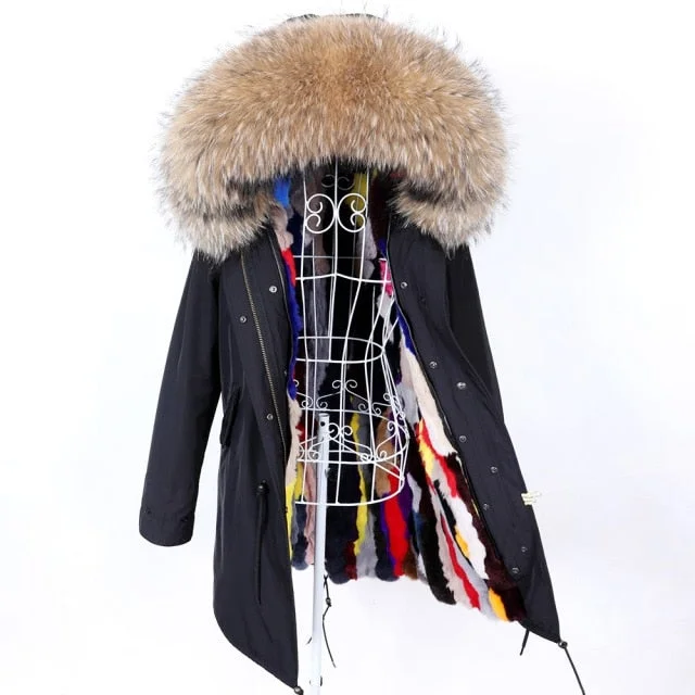 Women's knee - length wool blend coats with a fur collar for added warmthWomen's Winter Hooded Long Sleeve Jacket with Soft Removable Rabbit Fur Lining Women's knee - length wool blend coats with a fur collar for added warmthWomen's Winter Hooded Long Sleeve Jacket with Soft Removable Rabbit Fur Lining