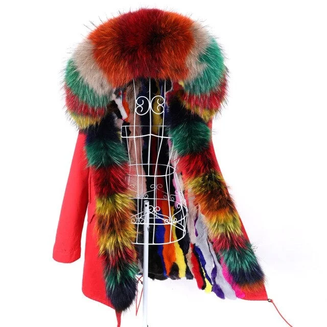 Long women's mac coats in a lightweight fabric for spring showersWomen's Winter Multicolor Fur Collared Jacket with Removable Fox Fur Lining Long women's mac coats in a lightweight fabric for spring showersWomen's Winter Multicolor Fur Collared Jacket with Removable Fox Fur Lining