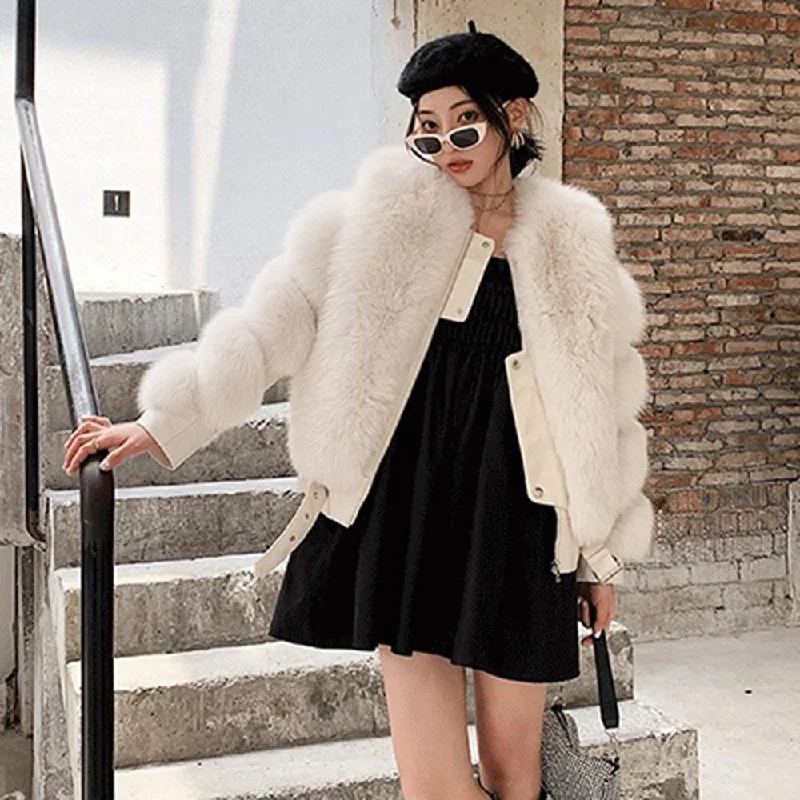 Women's pea coats with brass buttons for a nautical - inspired styleWomen's Winter Warm Fashion Sheepskin Leather Fur Zipper Coats & Jackets