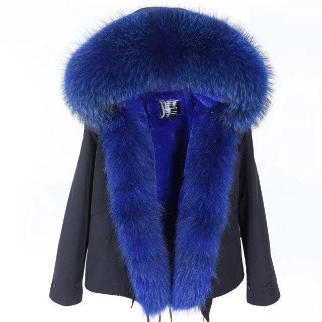 Water - resistant women's trench coats with adjustable cuffs for rainy daysWomen's Zipper Closed Natural Raccoon Fur Collared Thick Short Winter Jacket Water - resistant women's trench coats with adjustable cuffs for rainy daysWomen's Zipper Closed Natural Raccoon Fur Collared Thick Short Winter Jacket