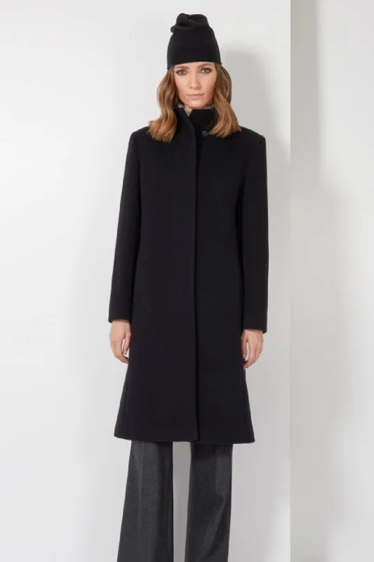Women's knee - length wool blend coats with a fur collar for added warmthCashmere & Wool Coat with High Stand Up Collar 30001 Women's knee - length wool blend coats with a fur collar for added warmthCashmere & Wool Coat with High Stand Up Collar 30001
