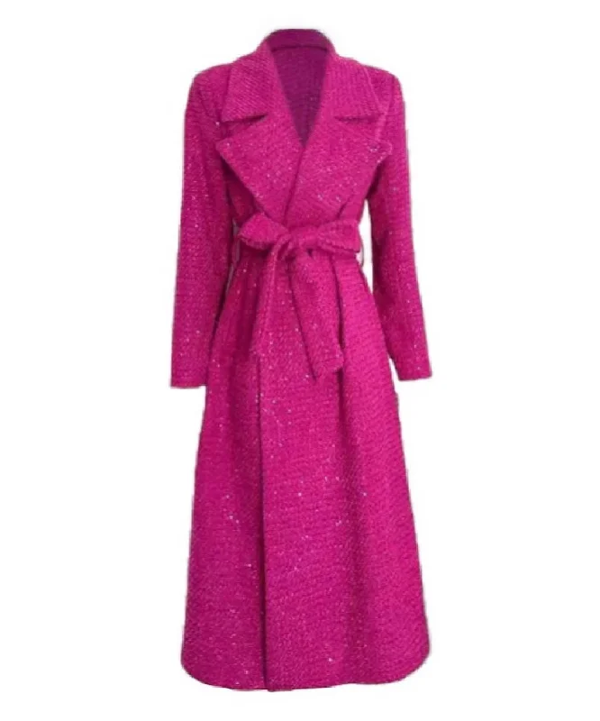 Checkered women's wool coats in a classic pattern for a timeless styleWoolen Tweed Sequin Long Lapel Midi Coat Checkered women's wool coats in a classic pattern for a timeless styleWoolen Tweed Sequin Long Lapel Midi Coat