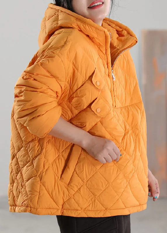 Women's pea coats with brass buttons for a nautical - inspired styleYellow Pockets Down Puffers Jackets Zip Up Winter