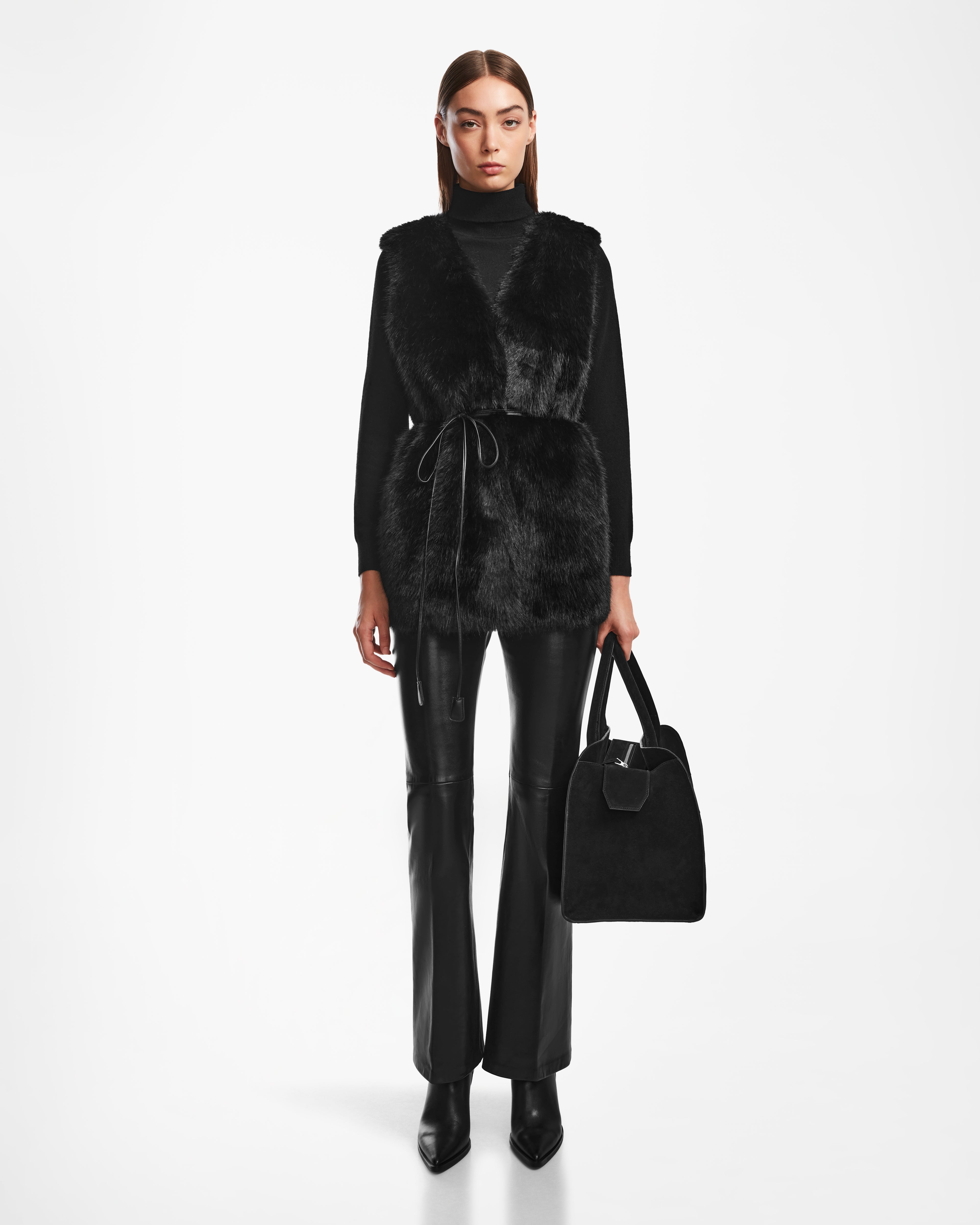 Women's faux fur coats in bright colors for a bold fashion statementYOLANDA - 8124790 Black