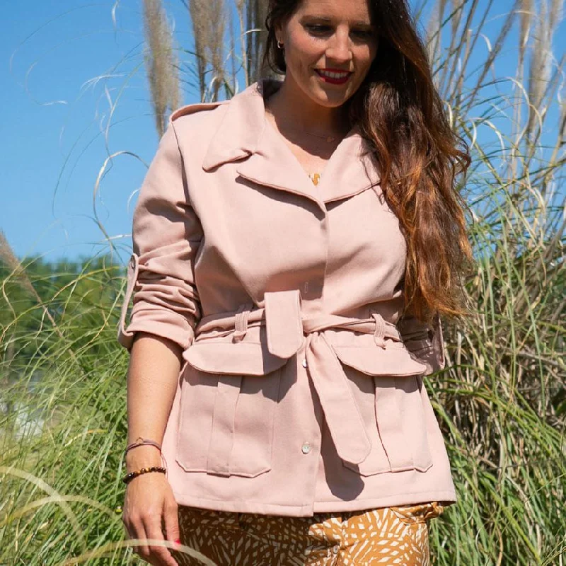 Women's knee - length wool blend coats with a fur collar for added warmthYou Made My Day Spring Safari Jacket