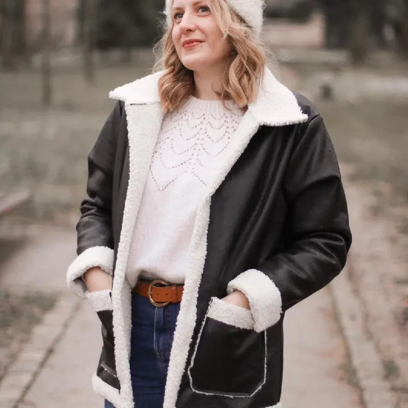 Women's cropped leather coats with silver studs for an edgy lookYou Made My Day Sweet Winter Biker Jacket