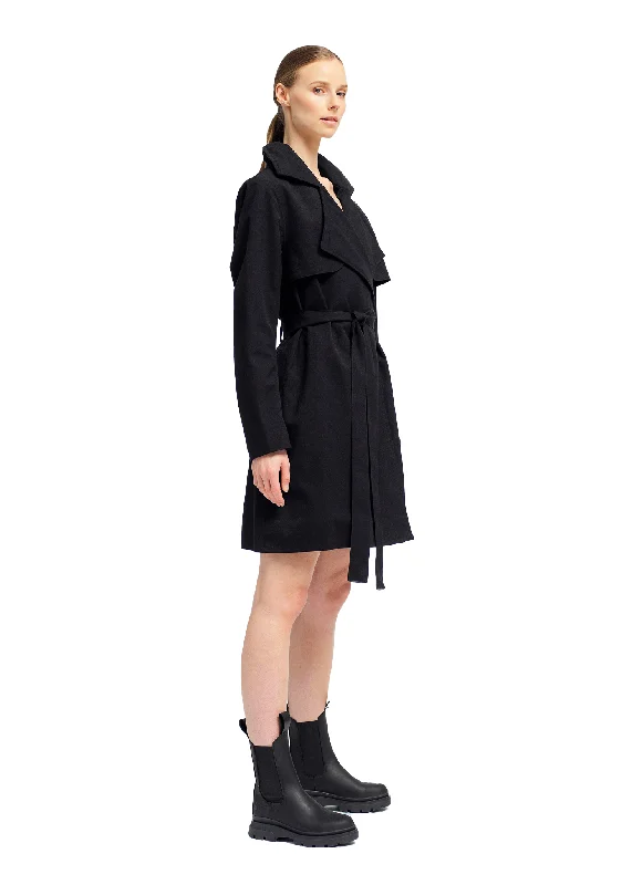 Women's knee - length wool blend coats with a fur collar for added warmthYr Coat - New Black Women's knee - length wool blend coats with a fur collar for added warmthYr Coat - New Black