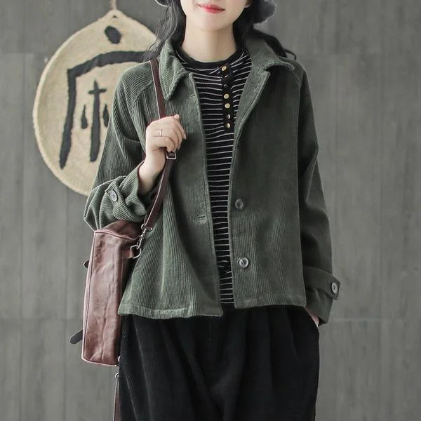Hooded women's puffer coats in neon colors for high - visibility sports2020 Autumn New Leisure All-match Turn-down Collar Long Sleeve Corduroy Coat Hooded women's puffer coats in neon colors for high - visibility sports2020 Autumn New Leisure All-match Turn-down Collar Long Sleeve Corduroy Coat