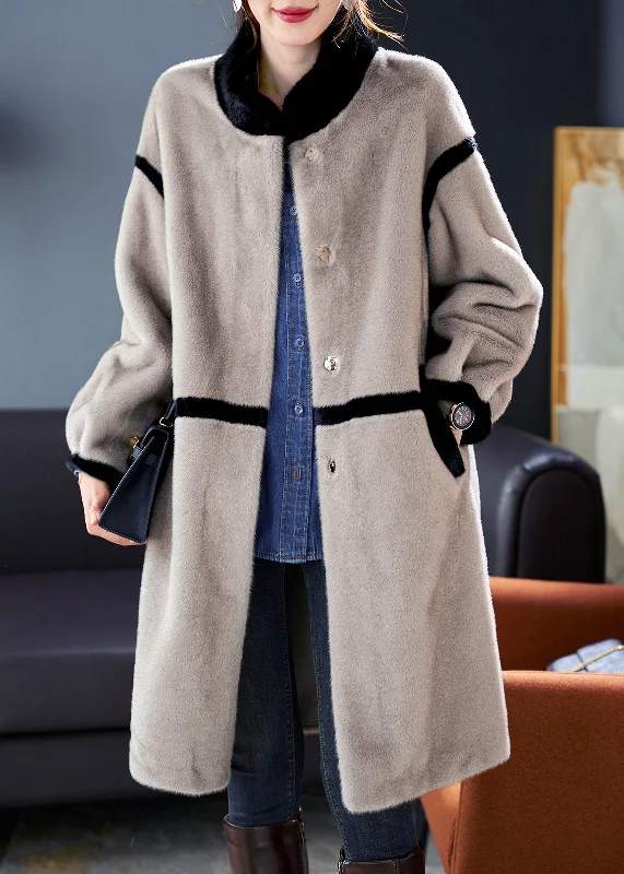 Quilted down women's coats with removable hoods for outdoor activitiesArt Grey Stand Collar Patchwork Mink Velvet Coats Winter Quilted down women's coats with removable hoods for outdoor activitiesArt Grey Stand Collar Patchwork Mink Velvet Coats Winter