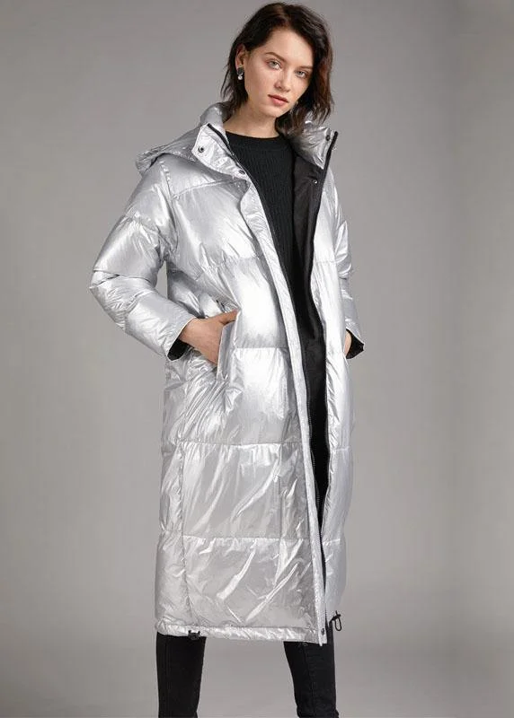Women's long - sleeve wool coats in a houndstooth pattern for a classic charmArt Grey Zippered Slim Fit Winter Duck Down Canada Down Coat Women's long - sleeve wool coats in a houndstooth pattern for a classic charmArt Grey Zippered Slim Fit Winter Duck Down Canada Down Coat