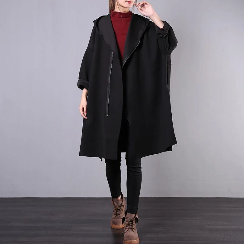 Checkered women's wool coats in a classic pattern for a timeless styleArt hooded zippered Fashion spring coat for woman black cotton coat Checkered women's wool coats in a classic pattern for a timeless styleArt hooded zippered Fashion spring coat for woman black cotton coat