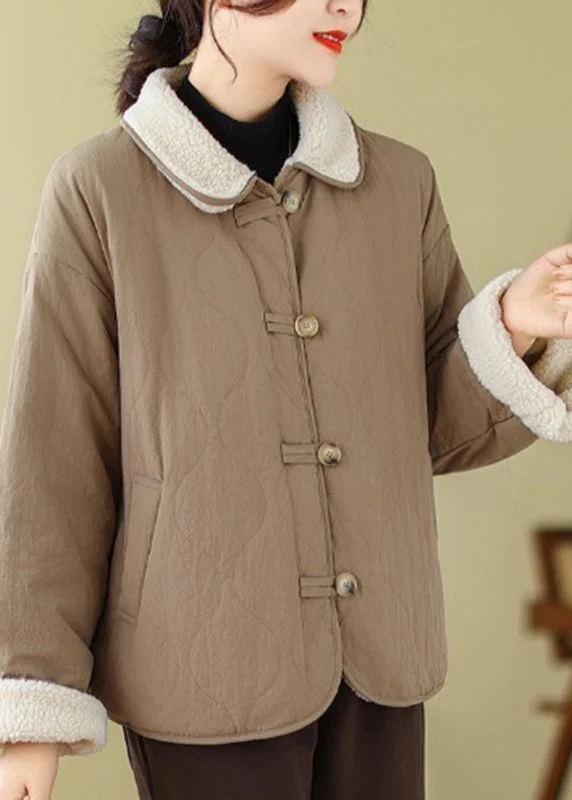 Checkered women's wool coats in a classic pattern for a timeless styleArt Khaki Oversized Wear On Both Sides Fleece Wool Lined Jacket Winter Checkered women's wool coats in a classic pattern for a timeless styleArt Khaki Oversized Wear On Both Sides Fleece Wool Lined Jacket Winter
