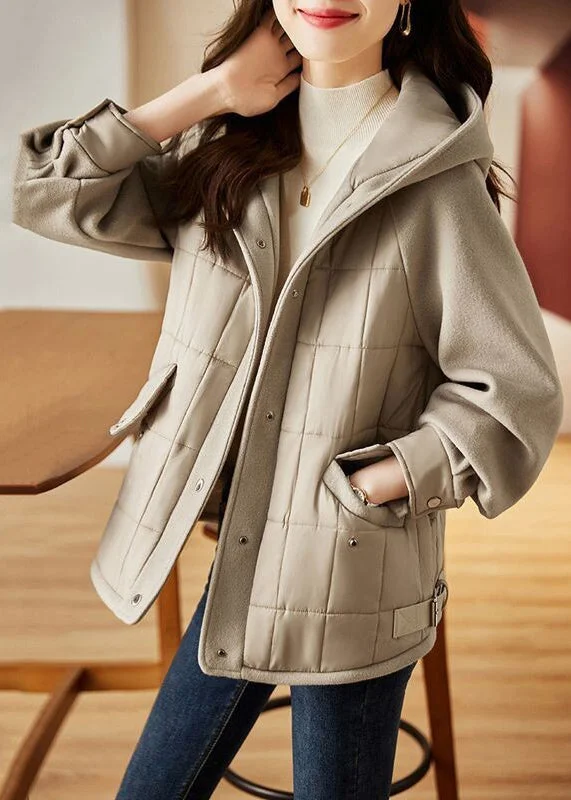 Mid - length women's down coats in a slim fit for a modern and sleek appearanceArt Light Grey Hooded Patchwork Fine Cotton Filled Jackets Winter Mid - length women's down coats in a slim fit for a modern and sleek appearanceArt Light Grey Hooded Patchwork Fine Cotton Filled Jackets Winter