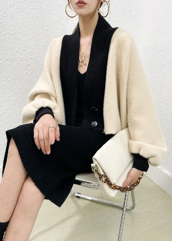 Belted women's cashmere coats in soft pastels for a luxurious feelBeautiful Beige Mink Hair Knitted Coats And Knitted Long Dress Two Pieces Set Winter