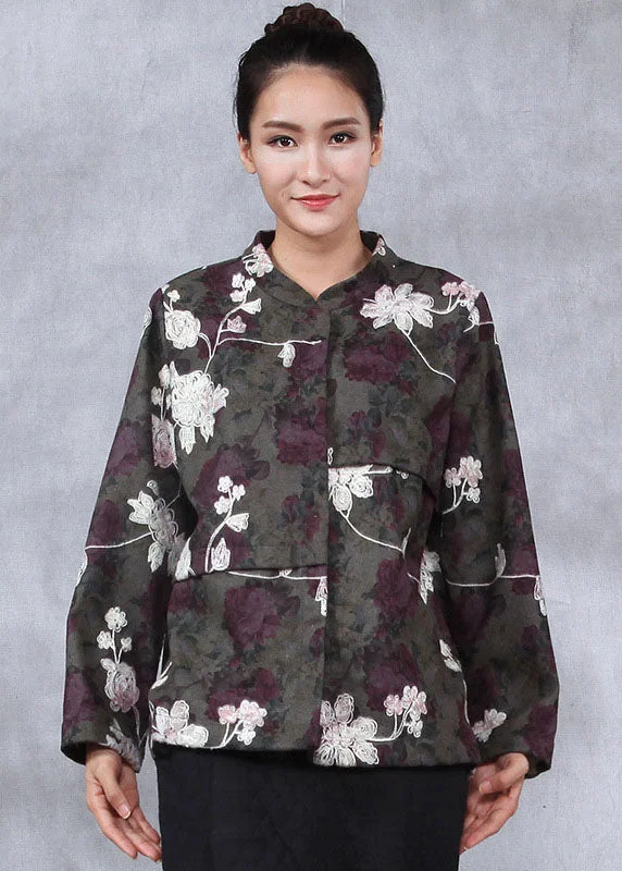 Quilted down women's coats with removable hoods for outdoor activitiesBeautiful Green Jacquard Patchwork Jackets Winter