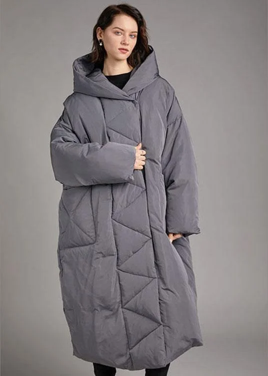 Belted women's cashmere coats in soft pastels for a luxurious feelBeautiful Grey Casual Button fashion Winter Duck Down Jackets