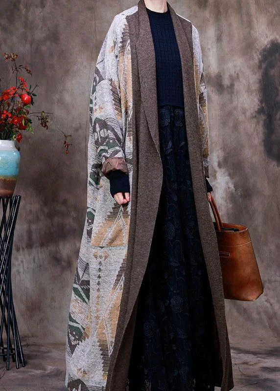 Checkered women's wool coats in a classic pattern for a timeless styleBeautiful Grey Patchwork Print Knit woolen coats Winter