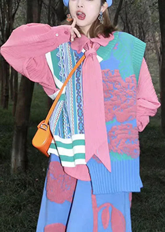 Petite women's wool blend coats with a tailored fit for a flattering silhouetteBeautiful Pink Asymmetrical Floral Cotton Knit Waistcoat Sleeveless