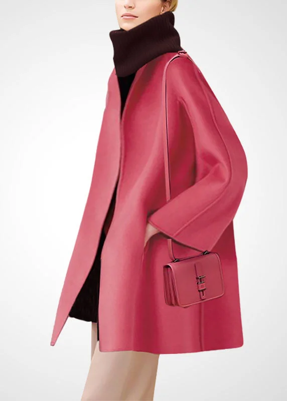 Shearling - lined women's leather coats for ultimate warmth and luxuryBeautiful Pink Oversized Pockets Woolen Coats Winter Shearling - lined women's leather coats for ultimate warmth and luxuryBeautiful Pink Oversized Pockets Woolen Coats Winter