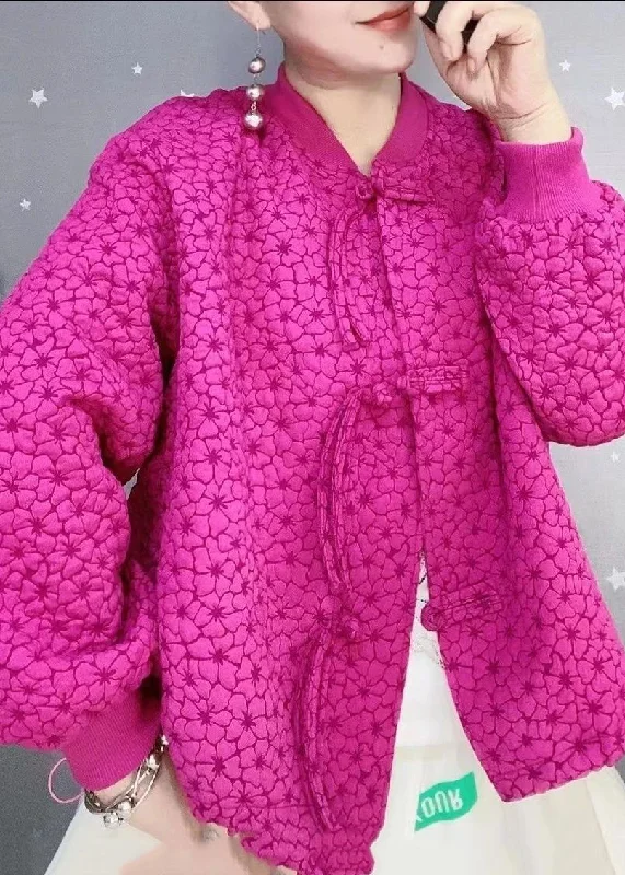 Checkered women's wool coats in a classic pattern for a timeless styleBeautiful Purple Red Oversized Chinese Button Cotton Coats Fall Checkered women's wool coats in a classic pattern for a timeless styleBeautiful Purple Red Oversized Chinese Button Cotton Coats Fall