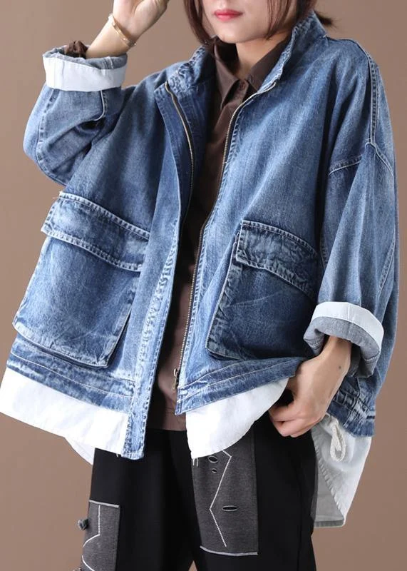 Women's reversible down coats with two - tone designs for versatile stylingBeautiful stand collar zippered Fine crane coats denim blue Art women coats Women's reversible down coats with two - tone designs for versatile stylingBeautiful stand collar zippered Fine crane coats denim blue Art women coats