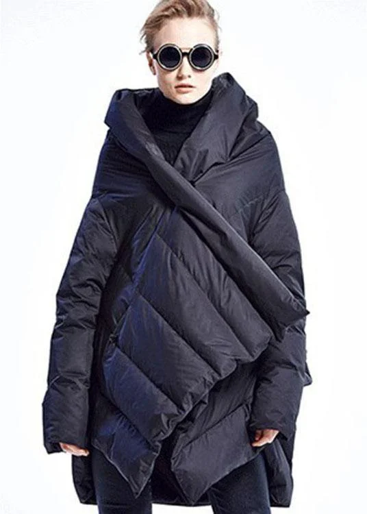 Water - resistant women's trench coats with adjustable cuffs for rainy daysBlack fashion Cloak asymmetrical design Thick Winter Duck Down Coat Water - resistant women's trench coats with adjustable cuffs for rainy daysBlack fashion Cloak asymmetrical design Thick Winter Duck Down Coat