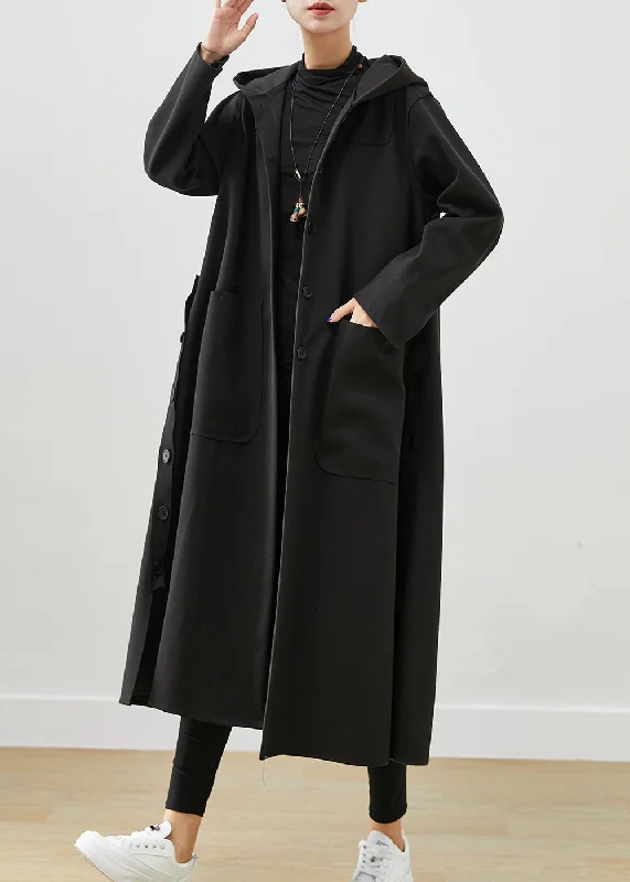 Oversized women's wool coats in a monochromatic look for a trendy outfitBlack Oversized Cotton Coat Hooded Pockets Fall Oversized women's wool coats in a monochromatic look for a trendy outfitBlack Oversized Cotton Coat Hooded Pockets Fall