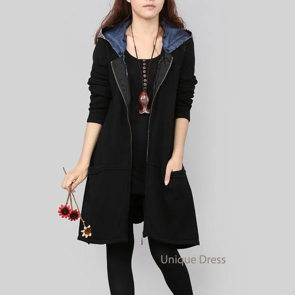 Checkered women's wool coats in a classic pattern for a timeless styleBlack zippered women sweater long cardigan coat Checkered women's wool coats in a classic pattern for a timeless styleBlack zippered women sweater long cardigan coat
