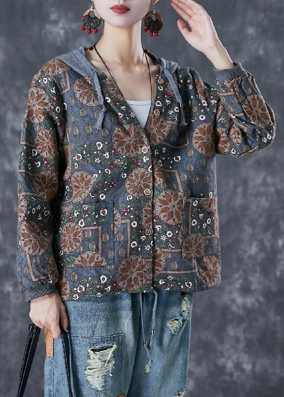 Checkered women's wool coats in a classic pattern for a timeless styleBlue Grey Patchwork Cotton Jackets Hooded Print Fall Checkered women's wool coats in a classic pattern for a timeless styleBlue Grey Patchwork Cotton Jackets Hooded Print Fall